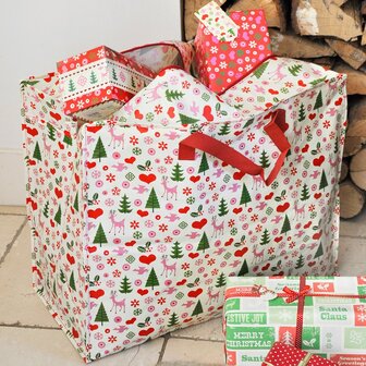 XL Shopper van gerecycled plastic met kerst print Greenpicnic