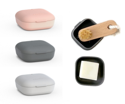 Ekobo Square Travel soap box, zeepdoosje van bamboe en silicone Greenpicnic