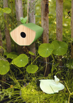 Moses Vogelhuisje van groen bamboevezel en FSC hout