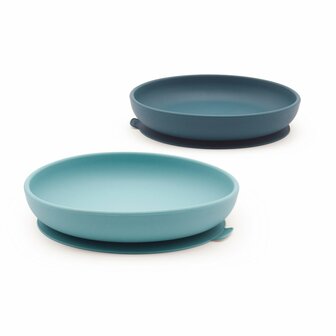 Ekobo Suction Plate Set van siliconen in kleuren: Blue Abyss &amp; Lagoon