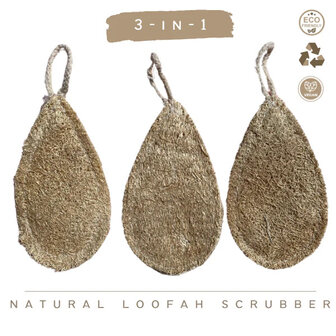 Set van 3 natuurlijke Loofah schuursponsjes