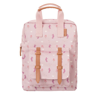 Fresk Backpack Seahorse, roze rugtas met zeepaardjes print