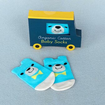 Rex London Baby Socks Bear Blue in cadeau doosje