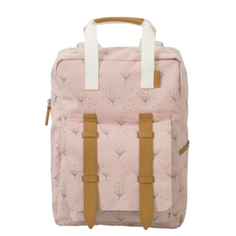 Fresk backpack large Dandelion, roze rugtas met paardebloem print