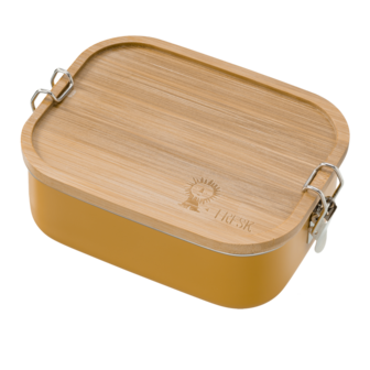 lion lunchbox van Fresk, okergele brooddoos van RVS - GreenPicnic