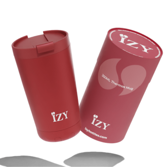 Izy Mugs Thermosbeker Red, rode koffiebeker RVS