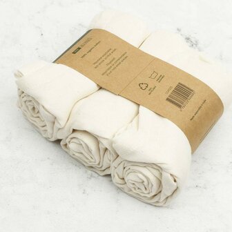 achterkant verpakking Muslin Cloths organic, mousseline doeken biologisch katoen