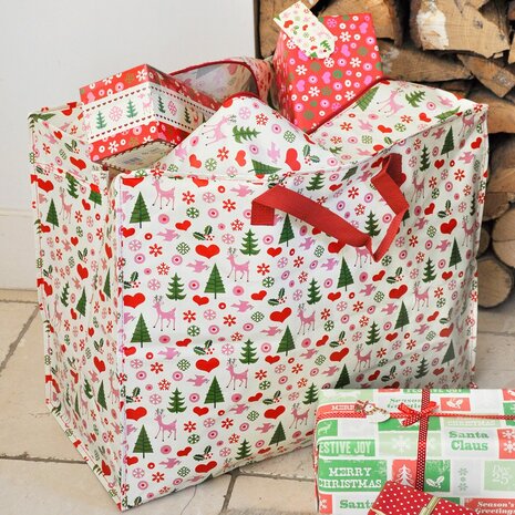 XL Shopper van gerecycled plastic met kerst print Greenpicnic