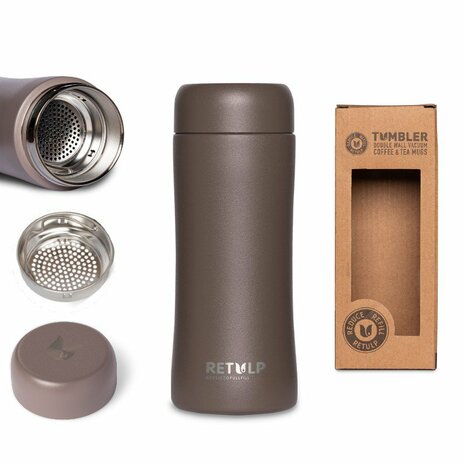 Retulp Tumbler thermosbeker met theezeef in wit