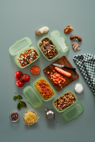 Make it a Green Picnic - Set voorraaddozen uit silicone groen van Lekue