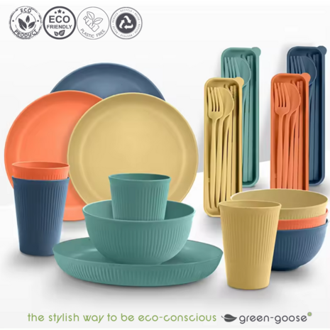 GreenGoose camping servies set in diverse kleuren