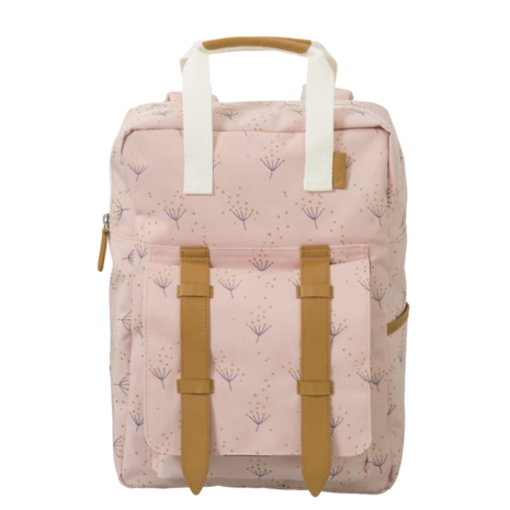 Fresk backpack large Dandelion, roze rugtas met paardebloem print