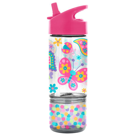 Sip and Snack bottle Butterfly, Tritan fles met snackbakje