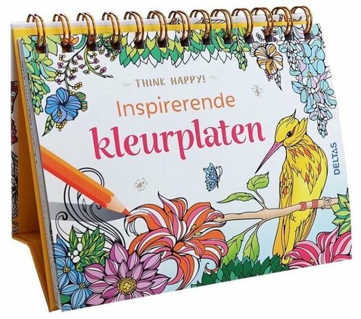 Think Happy!  Staander met Inspirerende kleurplaten bij GreenPicnic