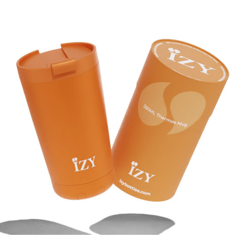 Izy Mugs Thermosbeker Orange, oranje koffiebeker RVS