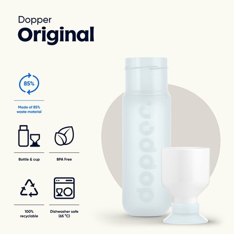 De Dopper Original pure White fles met beker