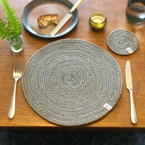 Jute placemat, Respiin spiral tableamat Natural Grey