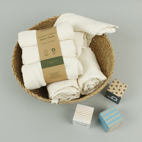 A Slice of Green Organic cotton Muslin Cloths, mousseline doeken